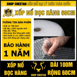 Xốp nổ bọc hàng – Dài 100M x Rộng 60CM – Màng xốp bóp nổ – Màng bong bóng khí – Màng giảm chấn – Xốp bóng khí – Xốp hơi