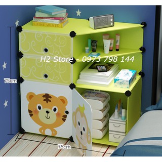 CHUYÊN SỈ TỦ NHỰA LẮP GHÉP MINI ĐẦU GIƯỜNG 2 Ô TO + 2 Ô NHỎ + 2 KỆ GÓC ĐỂ ĐỒ ĐA NĂNG (Tùy chọn mẫu)