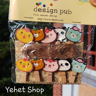 10 kẹp gỗ treo ảnh Line Friends + dây treo