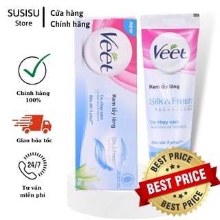 Kem Tẩy Lông Dành Cho Da Nhạy Cảm VEET Silk &amp; Fresh Sensitive Tuýp 100ml