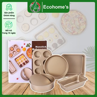 Bộ 5 khuôn làm bánh chống dính cao cấp Ecohome, Khay nướng bánh