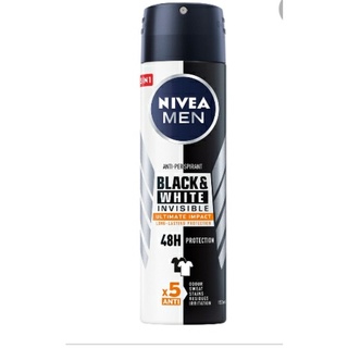 Xịt Ngăn Mùi NIVEA MEN Black &amp; White Ngăn Vệt Ố Vàng Vượt Trội (150ml)