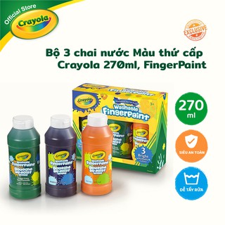 Bộ 3 hũ sơn bằng tay 236ml Crayola FingerPaint Dễ tẩy rửa, Màu thứ cấp (Cam, xanh lá, tím) - 551311