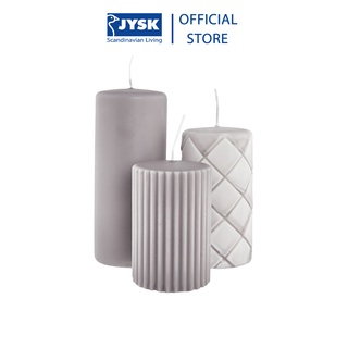 Nến trụ | JYSK Alfred | bộ 3 chiếc | paraffin | xám | DK6xC9/11/14cm