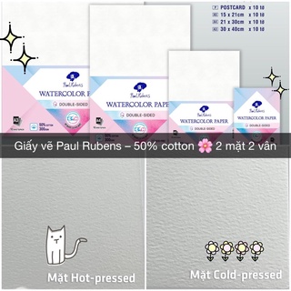[Mã LIFEB04ALL giảm 10% tối đa 15K đơn 0Đ] Giấy vẽ Paul Rubens – 50% cotton  đặc điểm 2 mặt là 2 loại vân hot + cold