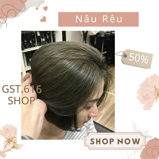 Thuốc nhuộm tóc màu nâu rêu GST616 kem nhuộm tóc tại nhà nam nữ kèm oxy găng tay