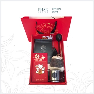 [HỘP QUÀ TẶNG 5 MÓN] Bộ dụng cụ pha cà phê phin ngon tại nhà &amp; 500gr cà phê tùy chọn nguyên chất - Phan Coffee