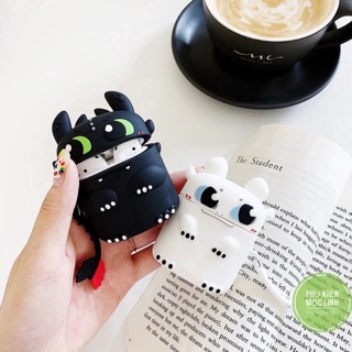 Về Airpod 3 2021 - Case airpod 1 2 3 Pro Rồng Light Fury Night Fury Vỏ bao ốp Airpods silicon tai nghe không dây