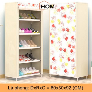 Tủ vải để giày dép 6 tầng 5 ngăn đa năng dễ lắp ráp cửa cuốn chống bụi J0302 - homshop1010