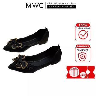 Giày Búp Bê MWC Đế Bệt Phối Nơ Mũi Nhọn Siêu Xinh NUBB- 2237