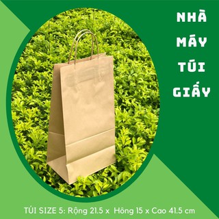 500 chiếc TÚI GIẤY KRAFT SIZE 5-21,5x15x41,5cm CÓ QUAI