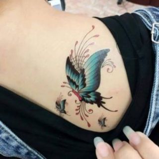 Hình xăm tattoo bướm xanh x136