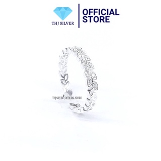 Nhẫn nữ lá nguyệt quế nạm đá kiểu hở dễ đeo chuẩn bạc ta (ảnh thật)