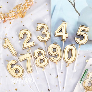 Nến sinh nhật số nhũ vàng champagne (có giá sĩ tốt)