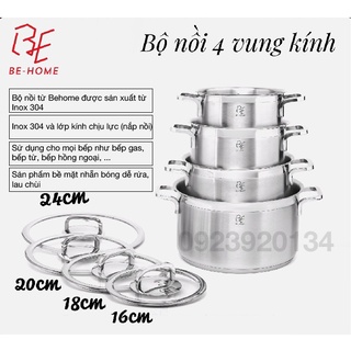 bộ nồi Behome 4 món quai vuông VK