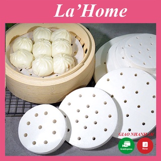 Giấy nến đục lỗ La'Home tệp 100 tờ, giấy nến nồi chiên không dầu size 20cm - 23cm, giấy thấm dầu ăn lót xửng hấp