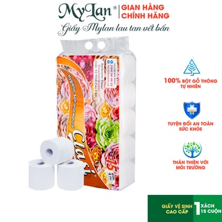 Giấy Vệ Sinh Hoa Hồng 4 Lớp My Lan (15 Cuộn/Xách) Dai,Mềm Mịn,Tan Nhanh Trong Nước