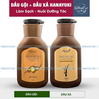 [CHÍNH HÃNG] Bộ Dầu Gội, Dầu xả Hanayuki Shampoo - Dưỡng Tóc Suông Mượt, Sạch Gàu Đen tóc Phục Hồi