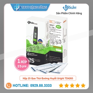 Que thử đường huyết hộp 25 que, combo 75 que rời dùng cho máy U-Right TD-4265/TD-4267