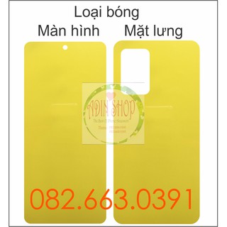 Dán PPF Samsung A72 (4G/5G) loại nhám, bóng dành cho màn hình, mặt lưng, mặt lưng full viền