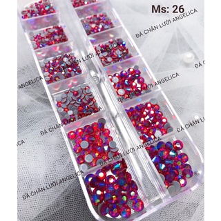[Đá Nail] Khay Đá Chân Keo Màu Hồng Đậm Ánh AB Mix Size Chính Hãng_Mã CK26_ANGELICA