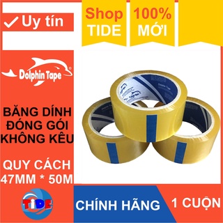1 cuộn (48mm x 50M) Băng dính không kêu Dolphin – Băng keo OPP không ồn khi sử dụng – Chuyên dùng đóng gói hàng hoá