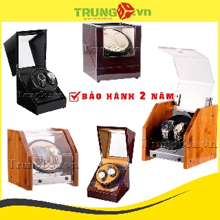 [14 Mẫu] Hộp Xoay Đồng Hồ Cơ 2 Ngăn Vỏ Gỗ &amp; Vỏ Da | Bảo Hành 2 Năm