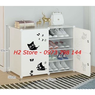 [NHIỀU MÀU] - TỔNG KHO TỦ NHỰA LẮP GHÉP ĐỂ GIÀY 8 Ô (chia ô) CỬA MÈO ĐEN SIÊU ĐẸP
