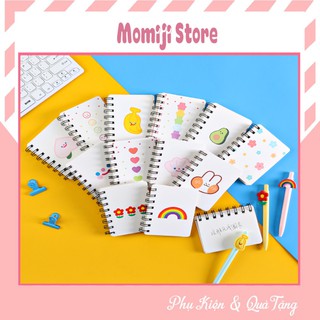 Sổ Tay Ghi Chép Gáy Lò Xo Mini Gấu Trái Tim Cầu Vồng Tiện Lợi Đáng Yêu