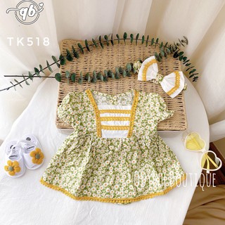 Váy đầm cho bé Quỳnh Boutique Váy hoa nhí viền vàng