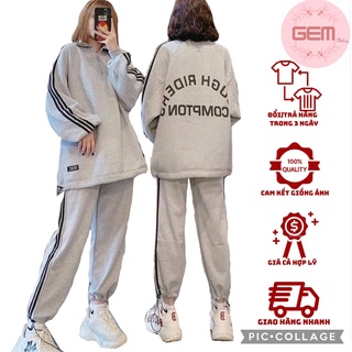 Set bộ nỉ thể thao dài tay nam nữ form rộng unisex ROUGH RIDERS set thể thao nữ 3 sọc ulzzang cổ bẻ freeship sale