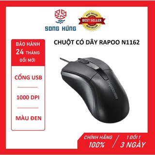 Chuột có dây Rapoo N1162 (USB/1000 dpi/Màu đen) - HÀNG CHÍNH HÃNG - BẢO HÀNH 24 THÁNG ĐỔI MỚI