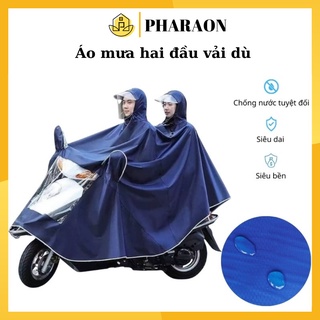 Áo mưa đôi 2 đầu cánh dơi vải dù ép PVC phản quang có kính che mặt vải dù siêu dai siêu bền