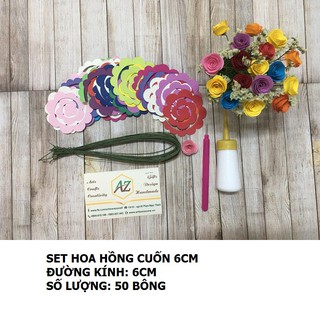 Hoa giấy handmade - Set nguyên liệu hoa hồng cuốn