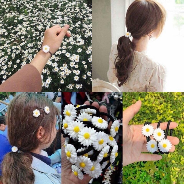 Dây cột tóc và Kẹp tóc hoa cúc