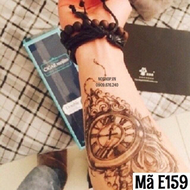 xăm dán đồng hồ la mã e159