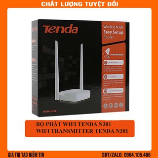 Bộ Phát 2 Râu WiFi Tenda N301- Chính hãng 300Mbps 2 râu- Bảo hành 3 năm