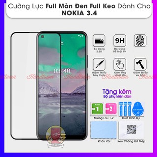 Kính Cường Lực Nokia 3.4 nokia3.4 Full Màn Đen Full Keo Không Chấm Li Ti Chống Va Đập C/hống Trầy Xước Bảo Vệ Màn Hình