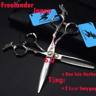 KÉO CẮT TỈA TÓC FREELANDER FR06 TAY KÉO TRẠM KHẮC ĐẦU RỒNG THÉP NHẬT CAO CẤP