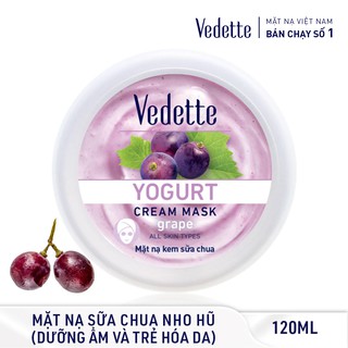 Mặt Nạ Kem Sữa Chua Nho 120ml VEDETTE - DƯỠNG DA ẨM &amp; TƯƠI TRẺ LÀN DA
