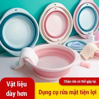 [HÀNG CÓ SẴN] Thau Gấp Gọn, Chậu Xếp Gọn Silicon Mang Đi Du Lịch Thau Rửa Mặt Cho Sinh Viên Tiện Lợi Đa Năng