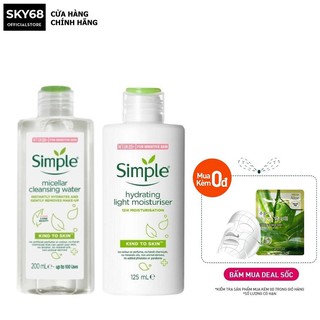 Combo 2 Sản Phẩm Giúp Da Sạch Sâu, Cấp Ẩm Nuôi Dưỡng Da Sáng Khỏe Simple Kind To Skin (Tẩy trang 200ml +Sữa dưỡng 125ml)