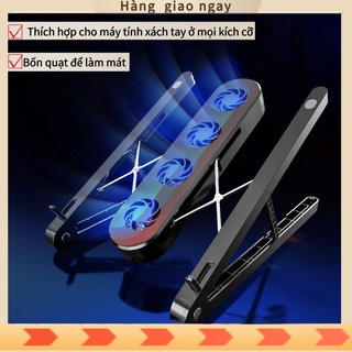 Giá đỡ làm mát máy tính xách tay, bốn quạt lớn, hỗ trợ gấp, tương thích với máy tính ở mọi kích cỡ