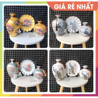 Siêu đẹp  bộ 3 lọ hoa mini trang trí bằng gốm sứ cao cấp