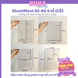 [LẺ] Sheet meet chứa ảnh Buka nhiều kích thước trong suốt 6 lỗ (CHƯA KÈM BÌA) đựng card, banner, strip cho binder