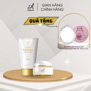 Bộ Acosmetics VIP02 Gồm 1 Kem chống nắng 50ml 1 Kem face pháp 50g, tặng gương
