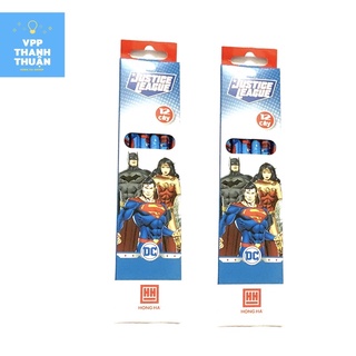 Hộp 12 cây bút chì 2B Justice League Hồng hà-kèm đầu tẩy (3506)