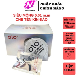 Bao cao su 001 OIO trắng siêu mỏng tăng kích thước 1,5 cm - Hộp 5 bao 5 bi - NinaGen