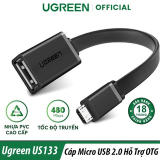 Cáp Chuyển Đổi Micro USB Sang USB 2.0 Hỗ Trợ OTG Ugreen US133 Chính Hãng