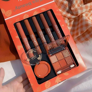 Set trang điểm Maple Suit Love của Kissbeauty gồm 5 son kem Má Hồng Phấn mắt.Tặng kèm 1 chì kẻ mày